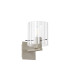 Hudson Single Switched Wall Lamp 1 Light E27 Beige Stone/Frosted/Clear Wide Line Glass-4