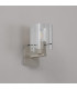 Hudson Single Switched Wall Lamp 1 Light E27 Beige Stone/Frosted/Clear Wide Line Glass-7