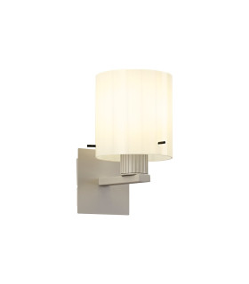 Hudson Single Switched Wall Lamp 1 Light E27 Beige Stone/Gloss White Wide Line Glass-1