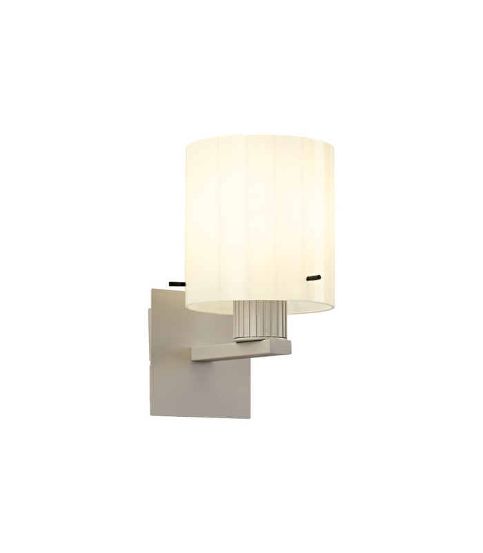 Hudson Single Switched Wall Lamp 1 Light E27 Beige Stone/Gloss White Wide Line Glass-1