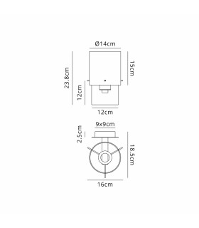 Hudson Single Switched Wall Lamp 1 Light E27 Beige Stone/Gloss White Wide Line Glass-2