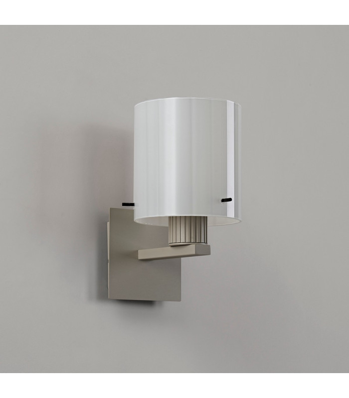Hudson Single Switched Wall Lamp 1 Light E27 Beige Stone/Gloss White Wide Line Glass-7