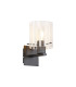 Hudson Single Switched Wall Lamp 1 Light E27 Dark Grey/Frosted/Clear Wide Line Glass-1