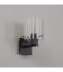 Hudson Single Switched Wall Lamp 1 Light E27 Dark Grey/Frosted/Clear Wide Line Glass-7