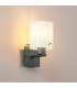 Hudson Single Switched Wall Lamp 1 Light E27 Dark Grey/Gloss White Wide Line Glass-3