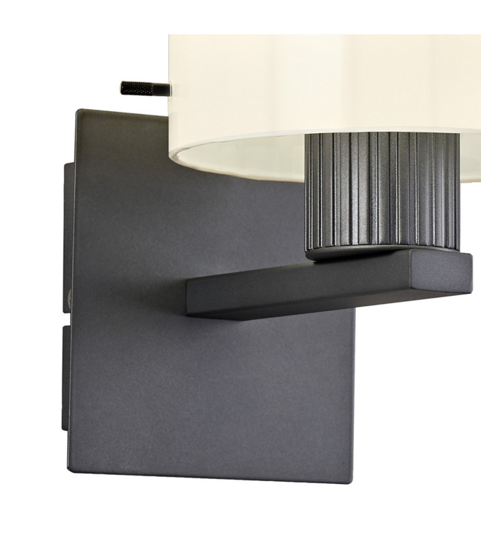 Hudson Single Switched Wall Lamp 1 Light E27 Dark Grey/Gloss White Wide Line Glass-5
