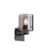 Hudson Single Switched Wall Lamp 1 Light E27 Dark Grey/Smoke Wide Line Glass-1
