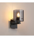 Hudson Single Switched Wall Lamp 1 Light E27 Dark Grey/Smoke Wide Line Glass-3