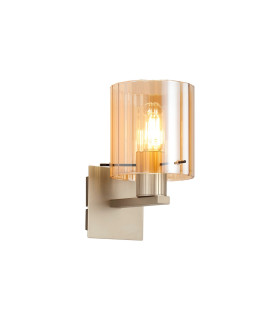 Hudson Single Switched Wall Lamp 1 Light E27 Light Gold/Amber Wide Line Glass-1