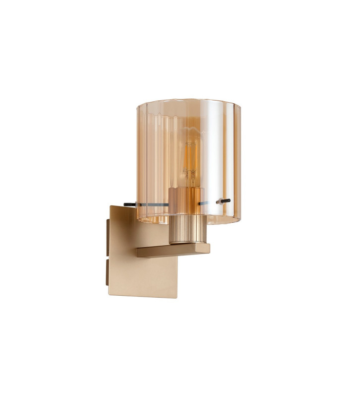 Hudson Single Switched Wall Lamp 1 Light E27 Light Gold/Amber Wide Line Glass-4