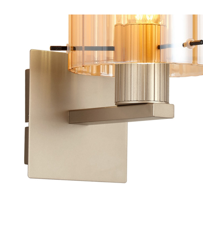Hudson Single Switched Wall Lamp 1 Light E27 Light Gold/Amber Wide Line Glass-5