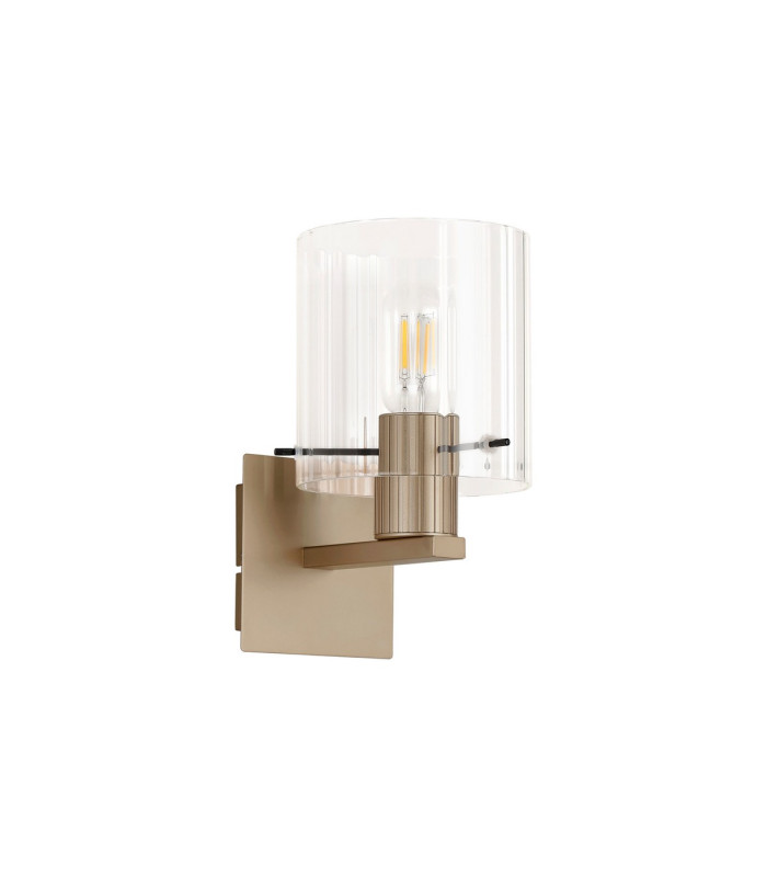 Hudson Single Switched Wall Lamp 1 Light E27 Light Gold/Clear Wide Line Glass-4