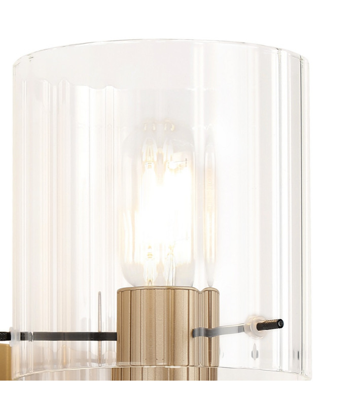 Hudson Single Switched Wall Lamp 1 Light E27 Light Gold/Clear Wide Line Glass-6