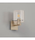 Hudson Single Switched Wall Lamp 1 Light E27 Light Gold/Clear Wide Line Glass-7
