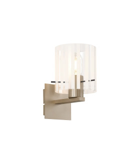 Hudson Single Switched Wall Lamp 1 Light E27 Light Gold/Frosted/Clear Wide Line Glass-1