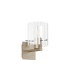 Hudson Single Switched Wall Lamp 1 Light E27 Light Gold/Frosted/Clear Wide Line Glass-4