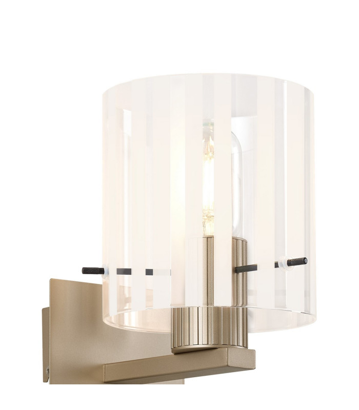 Hudson Single Switched Wall Lamp 1 Light E27 Light Gold/Frosted/Clear Wide Line Glass-5