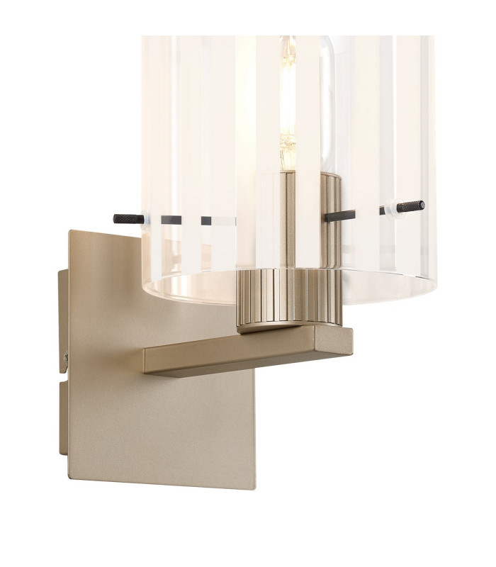 Hudson Single Switched Wall Lamp 1 Light E27 Light Gold/Frosted/Clear Wide Line Glass-6