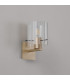 Hudson Single Switched Wall Lamp 1 Light E27 Light Gold/Frosted/Clear Wide Line Glass-7