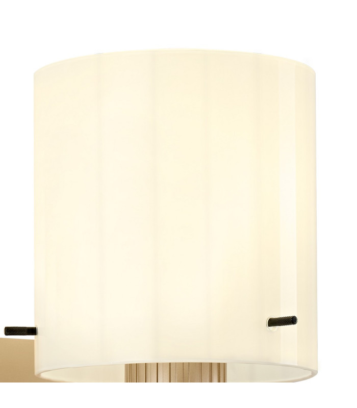 Hudson Single Switched Wall Lamp 1 Light E27 Light Gold/Gloss White Wide Line Glass-6