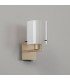 Hudson Single Switched Wall Lamp 1 Light E27 Light Gold/Gloss White Wide Line Glass-7