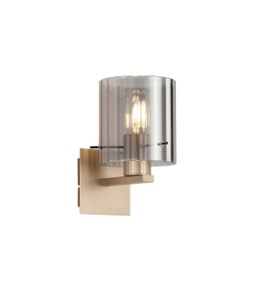 Hudson Single Switched Wall Lamp 1 Light E27 Light Gold/Smoke Wide Line Glass-1