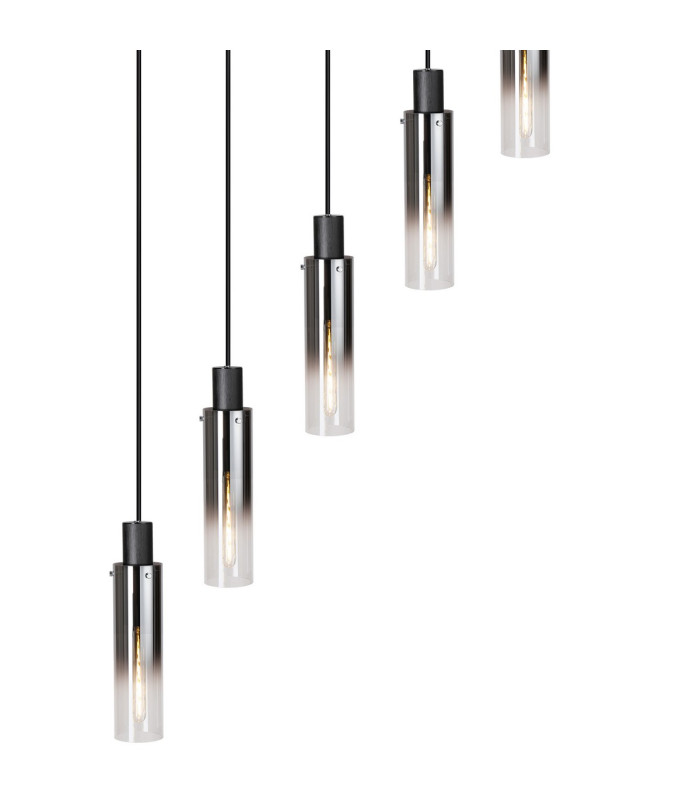 Peekskill Fixed Spiral Round Pendant 21 Light E27 Black/Smoke Fade Glass-7