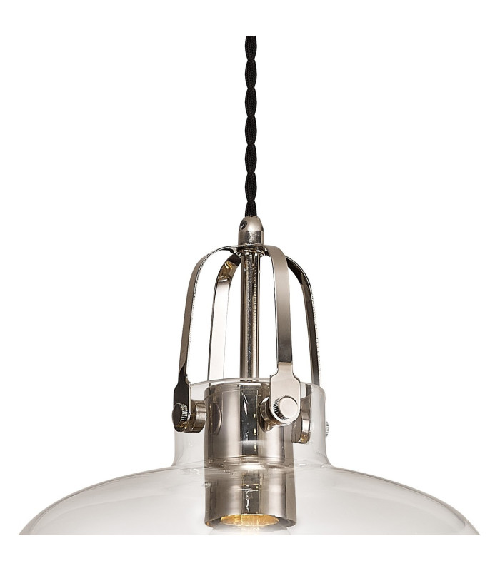 Cobleskill 23cm Single Pendant 1 Light E27 Polished Nickel/Clear Glass-7