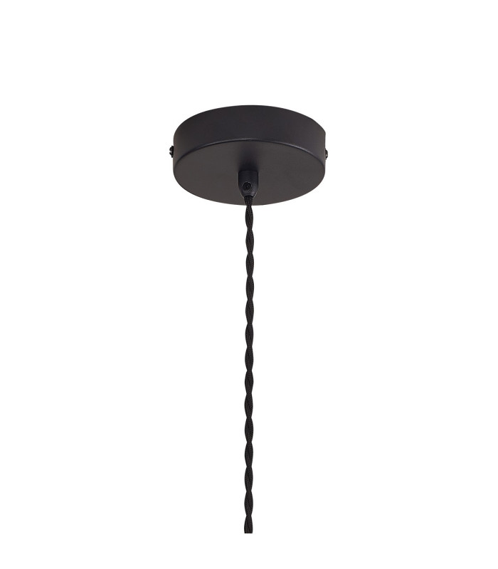 Cobleskill 23cm Single Pendant 1 Light E27 Satin Black/Smoke Plated Glass-8