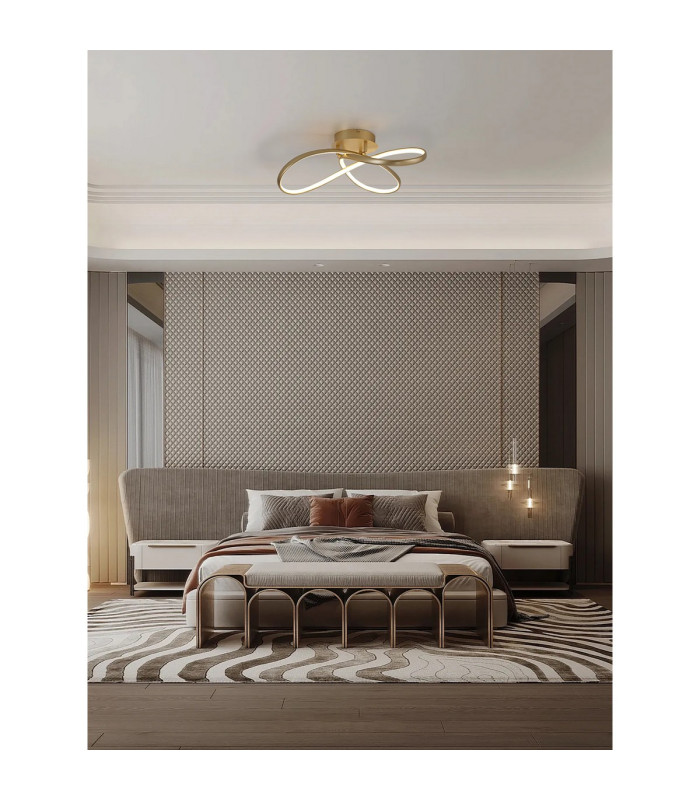 Oneonta 60cm Triac Dimmable Looped Flush Ceiling 1 x 32W LED 3000K 3100lm Champagne Gold -4