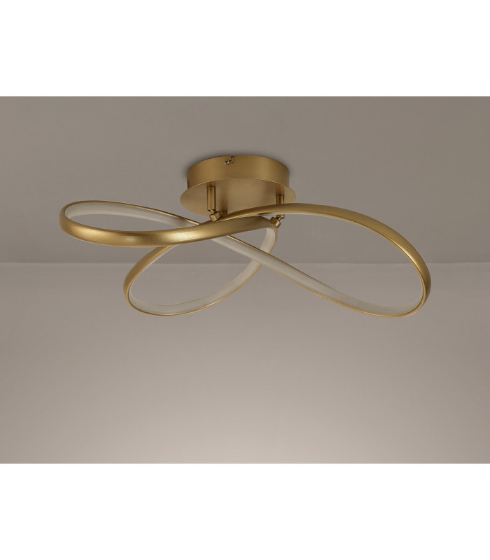 Oneonta 60cm Triac Dimmable Looped Flush Ceiling 1 x 32W LED 3000K 3100lm Champagne Gold -9