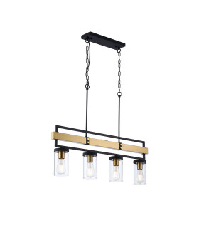 Canandaigua Pendant 4 x E27 Satin Black/Satin Brass-1