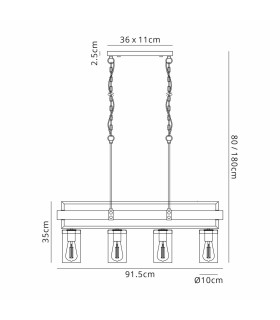 Canandaigua Pendant 4 x E27 Satin Black/Satin Brass-2