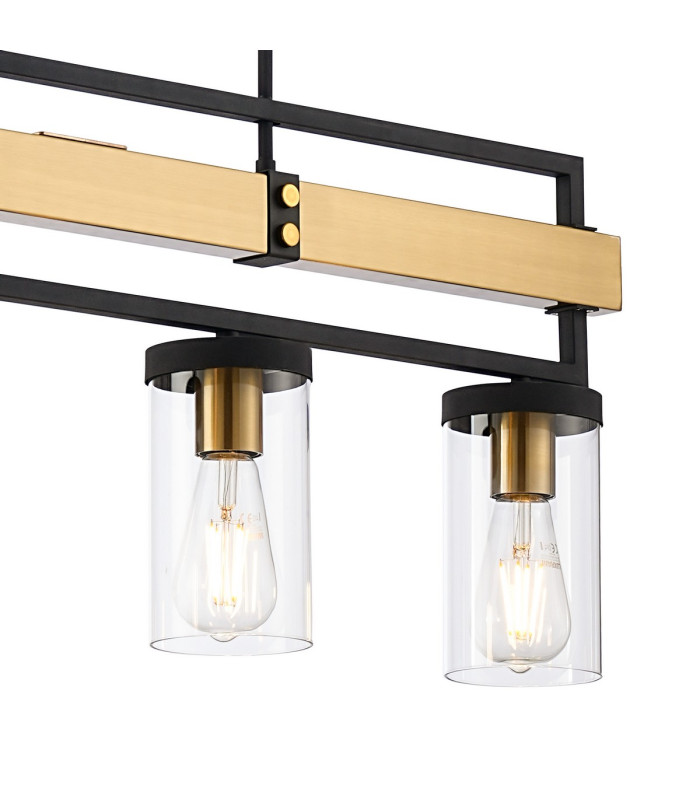 Canandaigua Pendant 4 x E27 Satin Black/Satin Brass-8