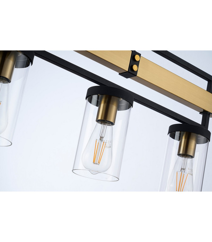 Canandaigua Pendant 4 x E27 Satin Black/Satin Brass-11