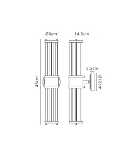 Rensselaer 2 Light Crystal Wall Up & Down E14 IP44 Satin Black/Clear Crystal-2