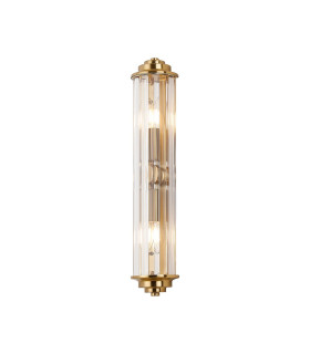 Rensselaer 2 Light Crystal Wall E14 IP44 Gold/Clear Crystal-1