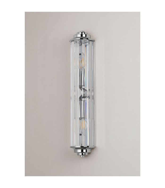 Rensselaer 2 Light Crystal Wall E14 IP44 Polished Chrome/Clear Crystal-9