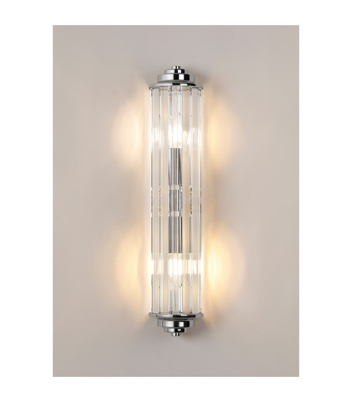 Rensselaer 2 Light Crystal Wall E14 IP44 Polished Chrome/Clear Crystal-10