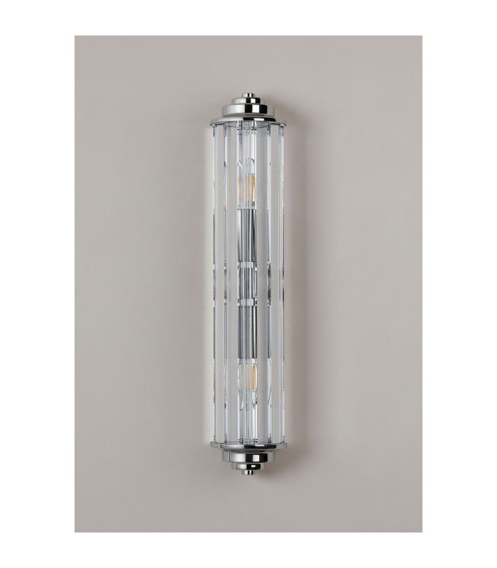 Rensselaer 2 Light Crystal Wall E14 IP44 Polished Chrome/Clear Crystal-11