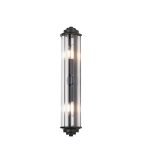 Rensselaer 2 Light Crystal Wall E14 IP44 Satin Black/Clear Crystal-1