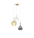 Highland 71cm Pendant Mixed Shades 3 Light E27 Clear/Chrome/Cognac Glass Frosted Inner Gold Frame-1