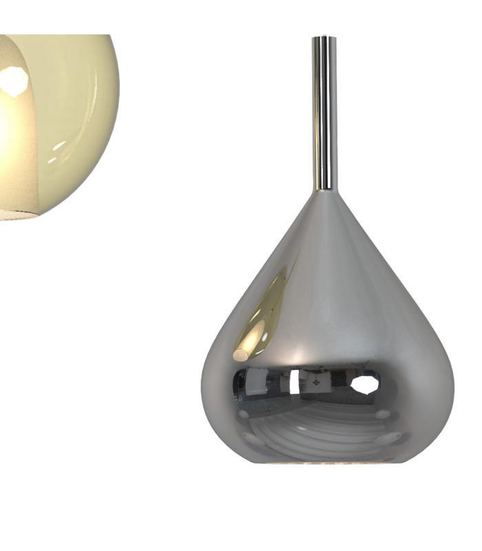 Highland 71cm Pendant Mixed Shades 3 Light E27 Clear/Chrome/Cognac Glass Frosted Inner Gold Frame-6