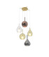 Highland 82cm Pendant Mixed Shades 5 Light E27 Copper/Clear/Chrome/Cognac Glass Frosted Inner Gold Frame-1