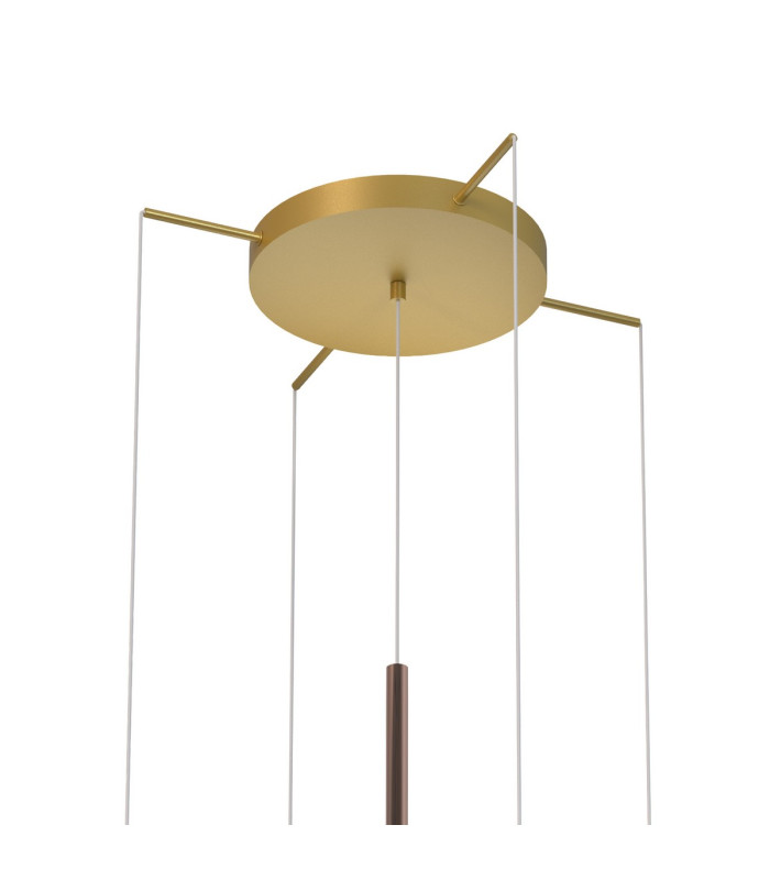 Highland 82cm Pendant Mixed Shades 5 Light E27 Copper/Clear/Chrome/Cognac Glass Frosted Inner Gold Frame-5