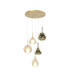Highland Round Pendant Mixed Glass Shades 5 Light E27 Gold/Cognac & Frosted Inner/Gold & Frosted Inner-1