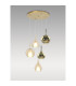 Highland Round Pendant Mixed Glass Shades 5 Light E27 Gold/Cognac & Frosted Inner/Gold & Frosted Inner-3