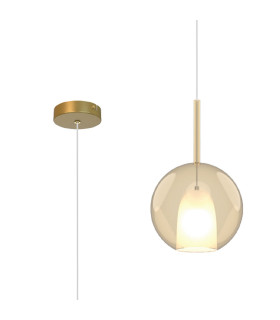 Highland 25cm Pendant Round Shade 1 Light E27 Gold/Cognac Glass Frosted Inner-1