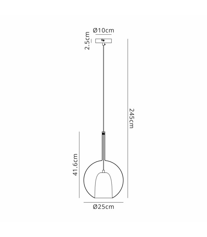 Highland 25cm Pendant Round Shade 1 Light E27 Gold/Cognac Glass Frosted Inner-2