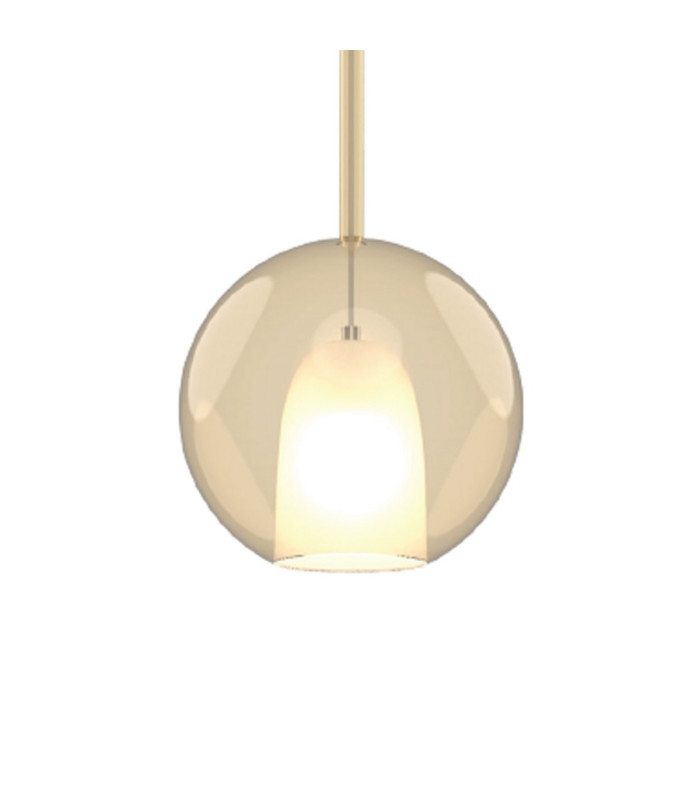 Highland 25cm Pendant Round Shade 1 Light E27 Gold/Cognac Glass Frosted Inner-7
